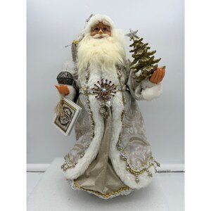 Karen Didion Originals Santa Claus Figure holding Christmas Tree and Bell 17 Inc